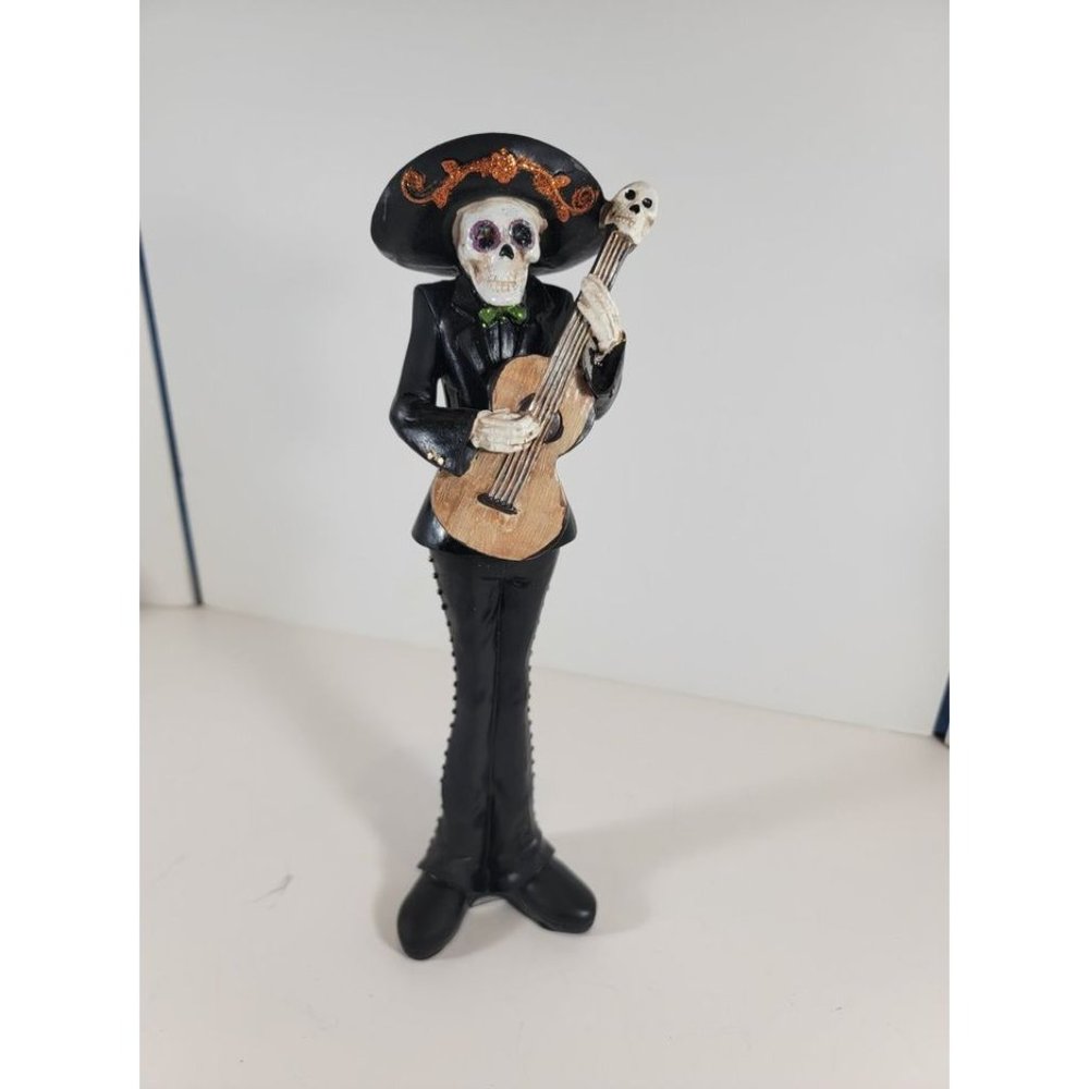 12" Skeleton Man Holding Guitar Mirachi Day of the Dead Figurine Resin NEW